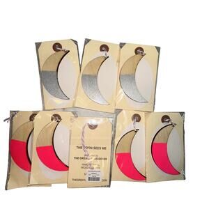 8 NEW ANTHROPOLOGIE Wooden Gift Tags Hand Painted Crescent Moons Garland Pink